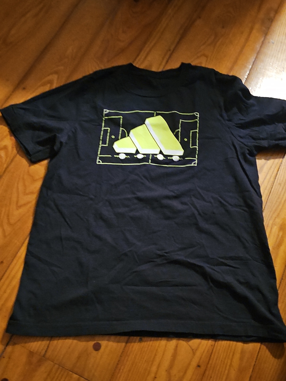 adidas Black Tee with Neon Lime Logo